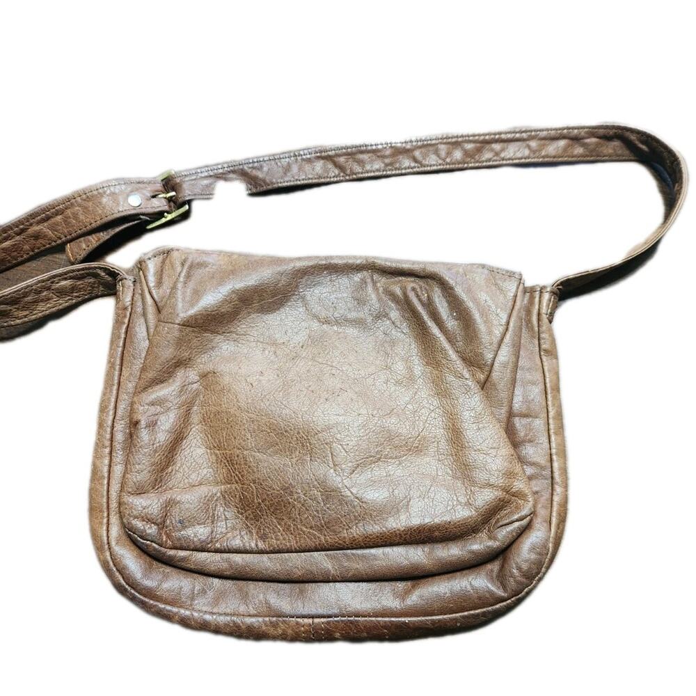 Vintage Victoria Leather Co The Original Brwn Leather Flap Crossbody Shlder Bag - Picture 3 of 6